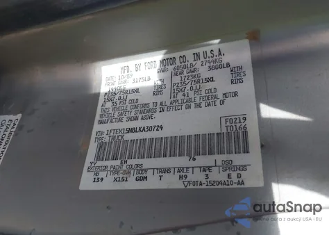 1990 Ford F150 from USA, damaged, VIN 1FTEX15N8LKA30724